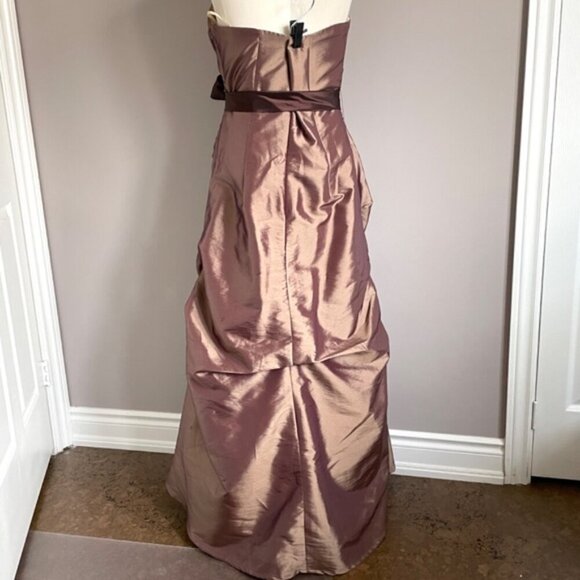 Vintage Y2K Bronzey Brown / Purple Iridescent Strapless Prom Dress - Picture 9 of 11